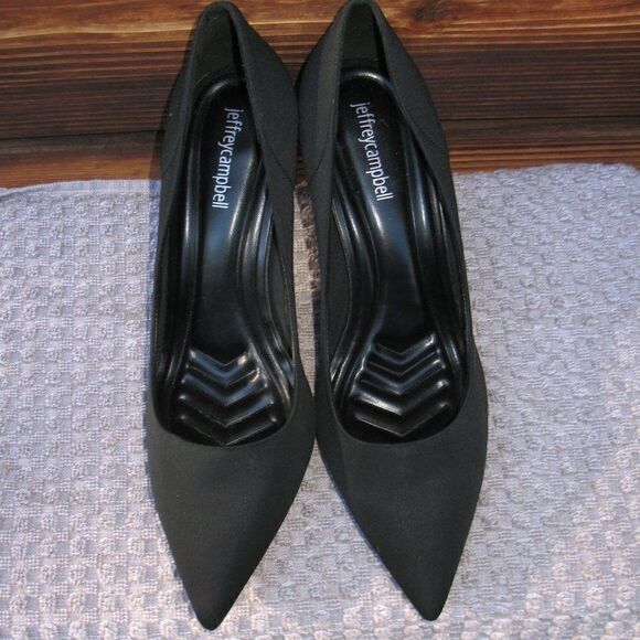 Jeffrey Campbell Womens 9 Black Pointed Toe Classic Pumps Heels Shoes - Picture 3 of 9